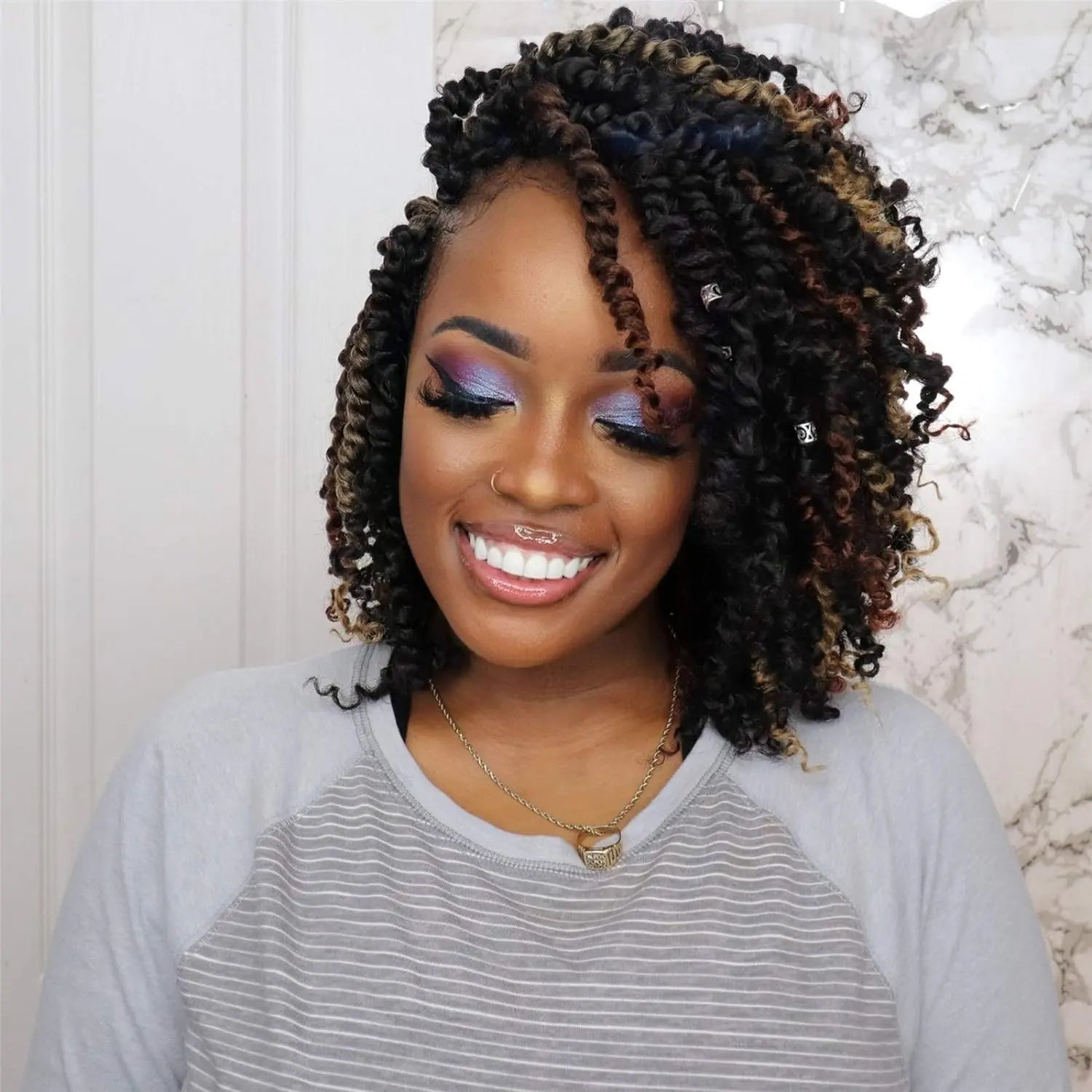 ( US ONLY) FAST SHIPPING NB | Toyotress® Tiana Passion Twist Hair - Pre-twisted Crochet Braids Natural Black, Pre-looped Synthetic Braiding Hair Extensions Toyotress